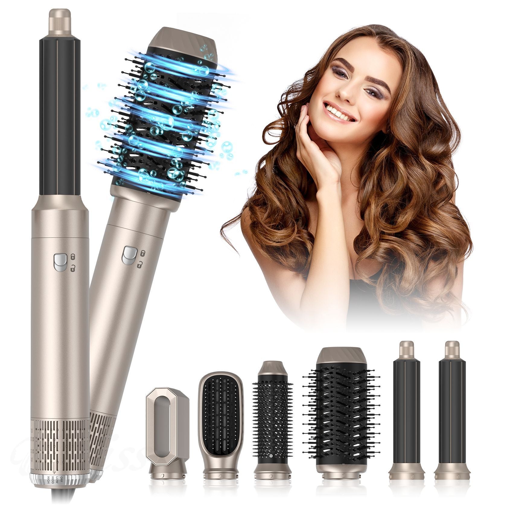 six-in-one noise reduction hair dryer, wind drum, curling iron, all-in-one hair dryer, comb straight hair