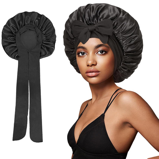 Long Tail Streamer Satin Bonnet - Night Cap